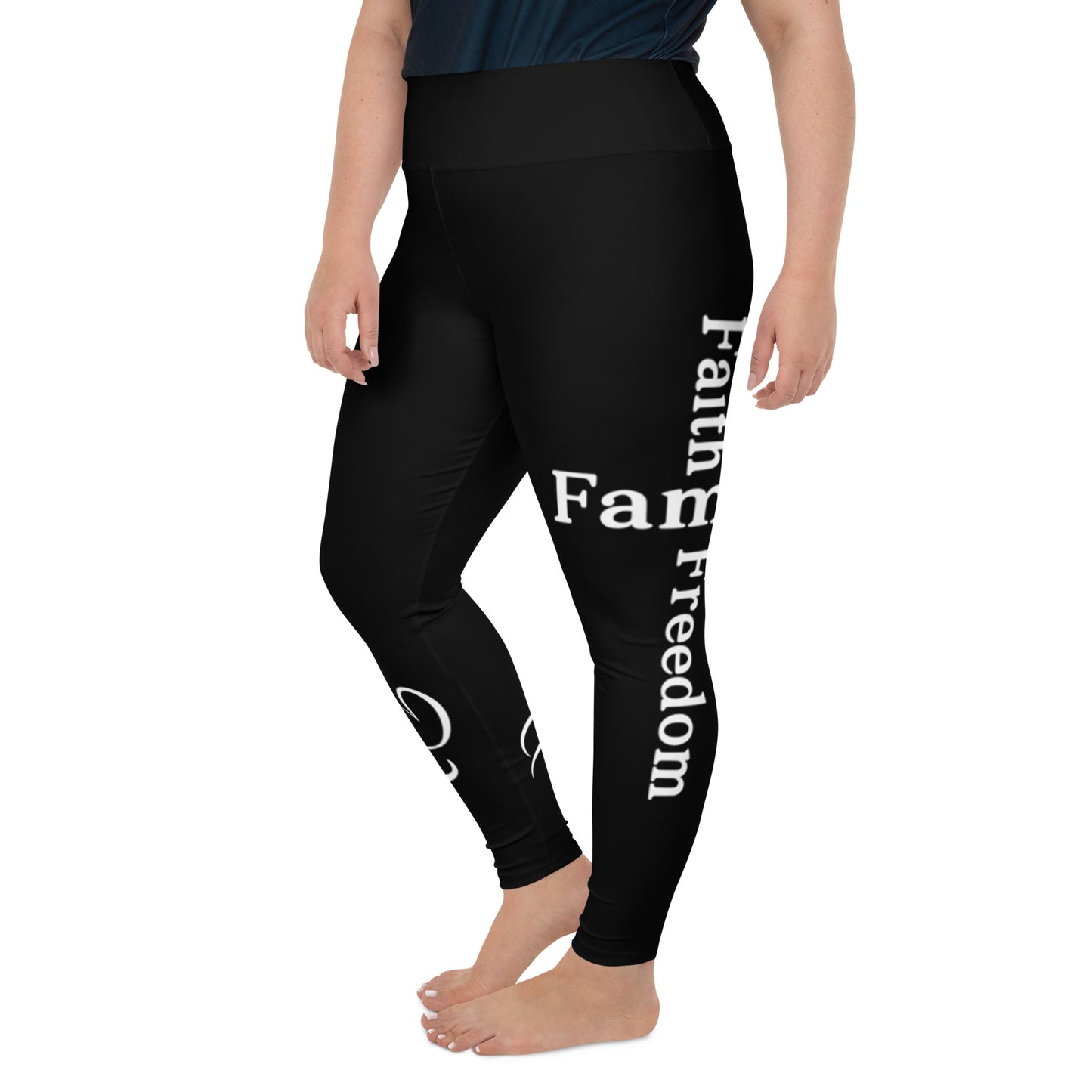 Patriotic Classic Yoga Leggings Women Plus Size "Faith Family Freedom" L210002