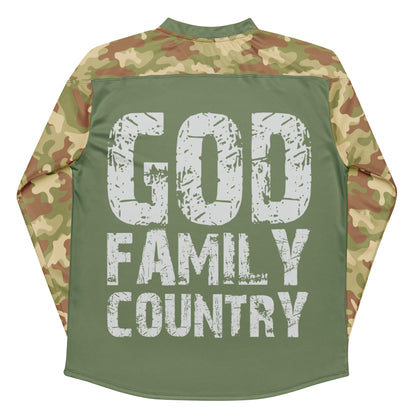 Men Long Sleeve in Hockey Style "God Family Country"