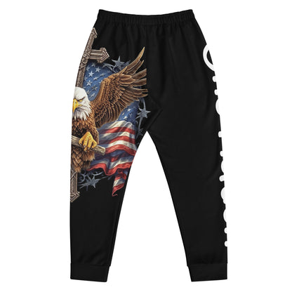 Patriotic Sweatpants Men "One Nation / Eagle with Flag and Cross" P100006