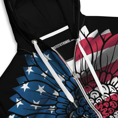 Patriotic Zip-Hoodie Women "Faith Family Freedom Country - Love America Flower" J200001