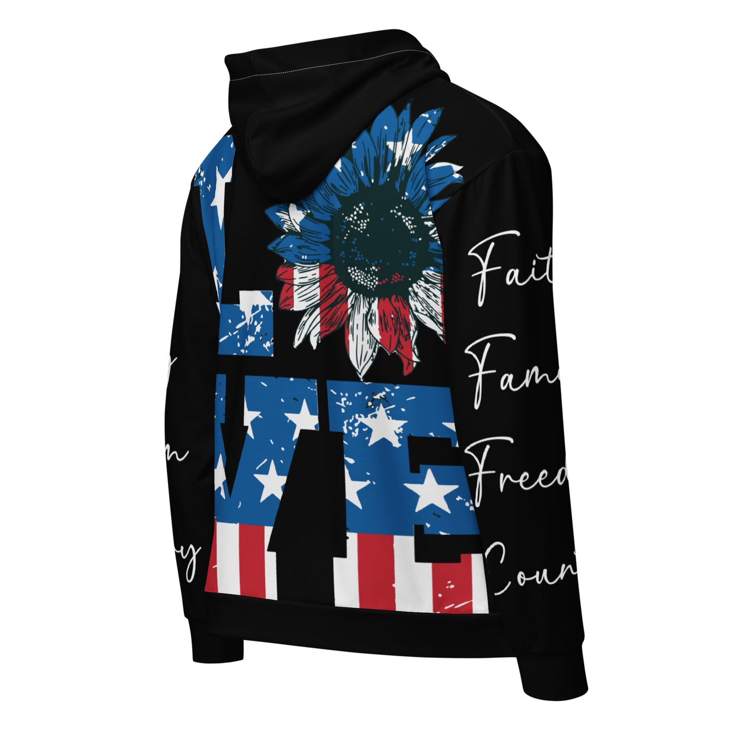 Patriotic Zip-Hoodie Women "Faith Family Freedom Country - Love America Flower" J200001