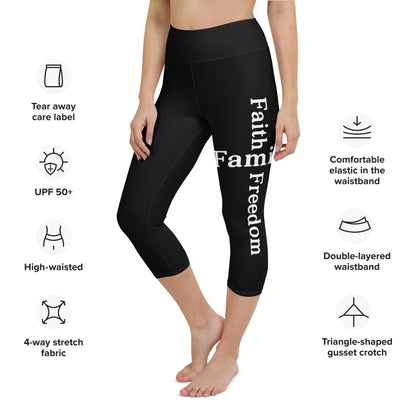 Patriotic Yoga Capri Leggings Women "Faith Family Freedom" L200004