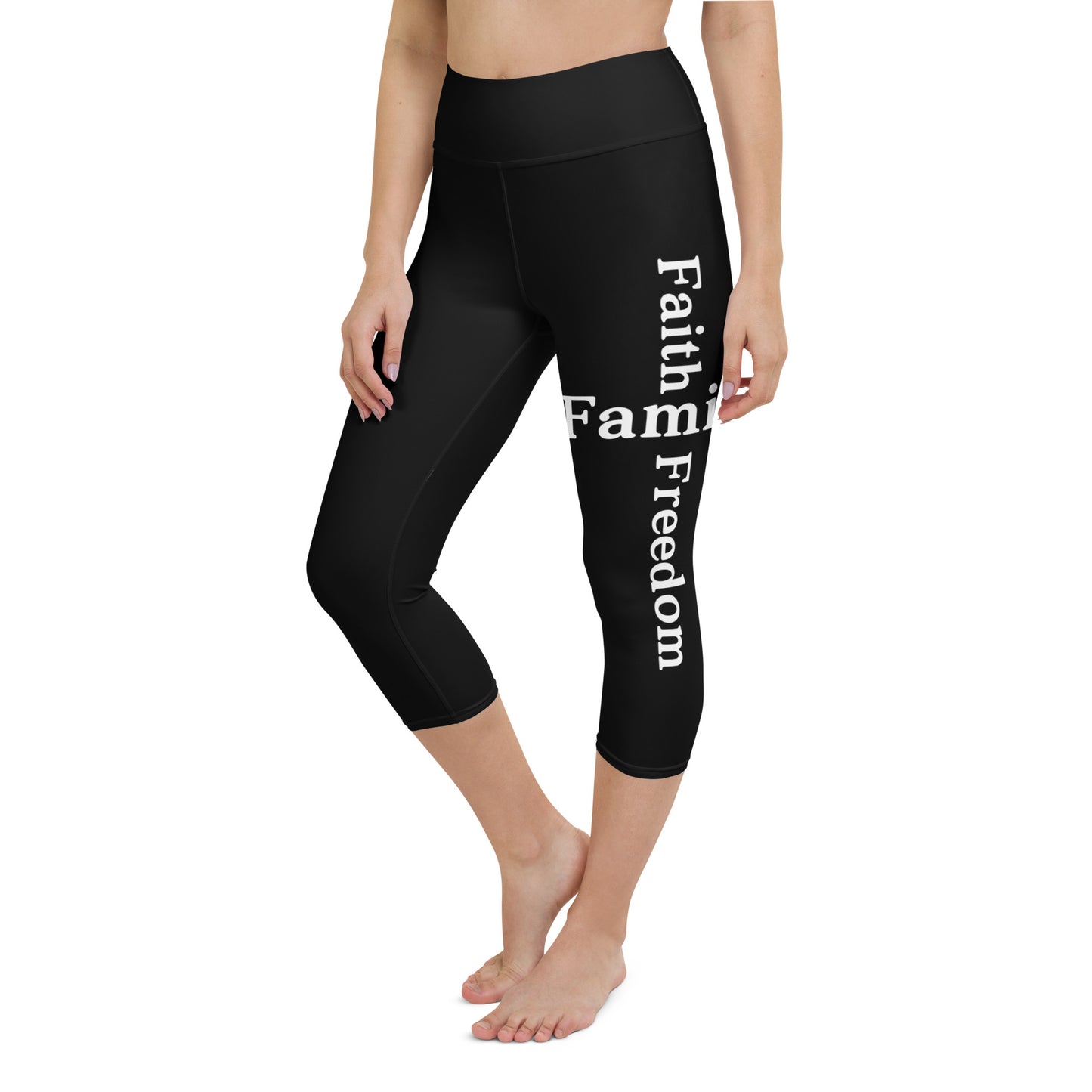 Patriotic Yoga Capri Leggings Women "Faith Family Freedom" L200004