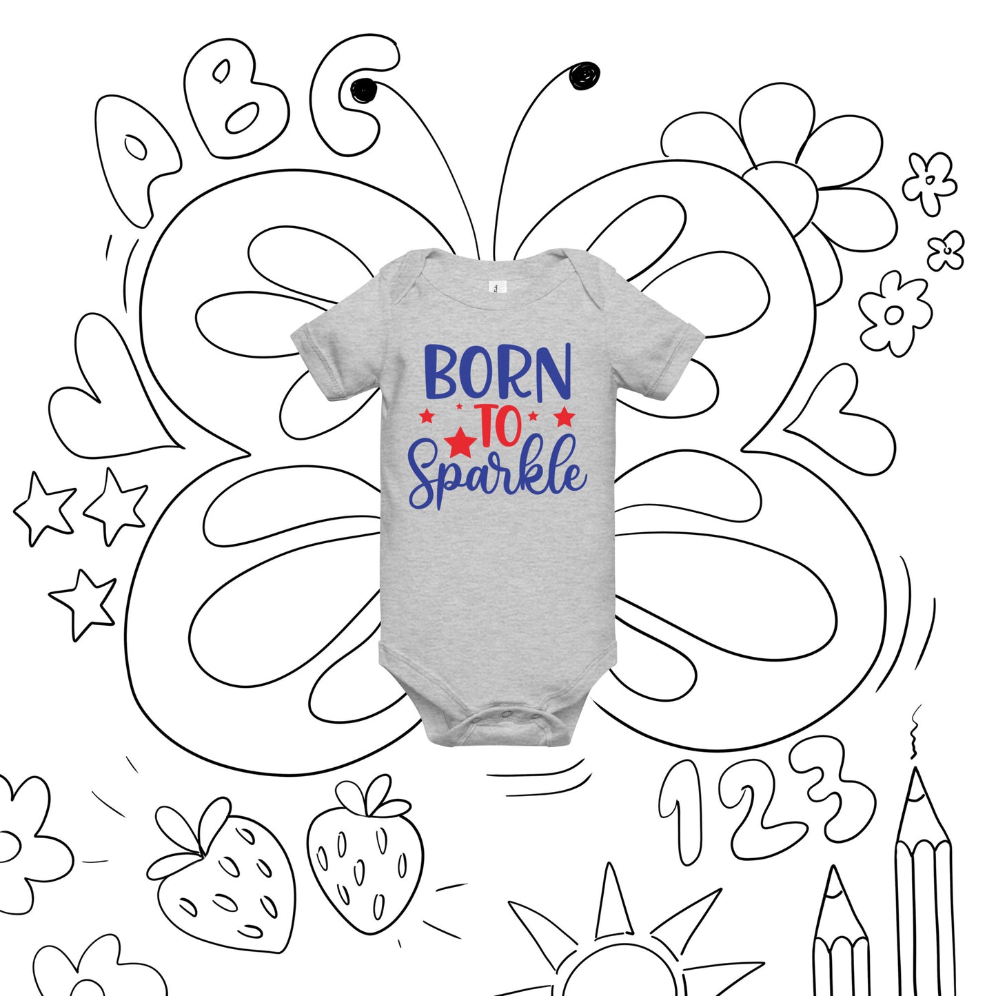 Patriotic Baby Onesie "Born to Sparkle" B300003