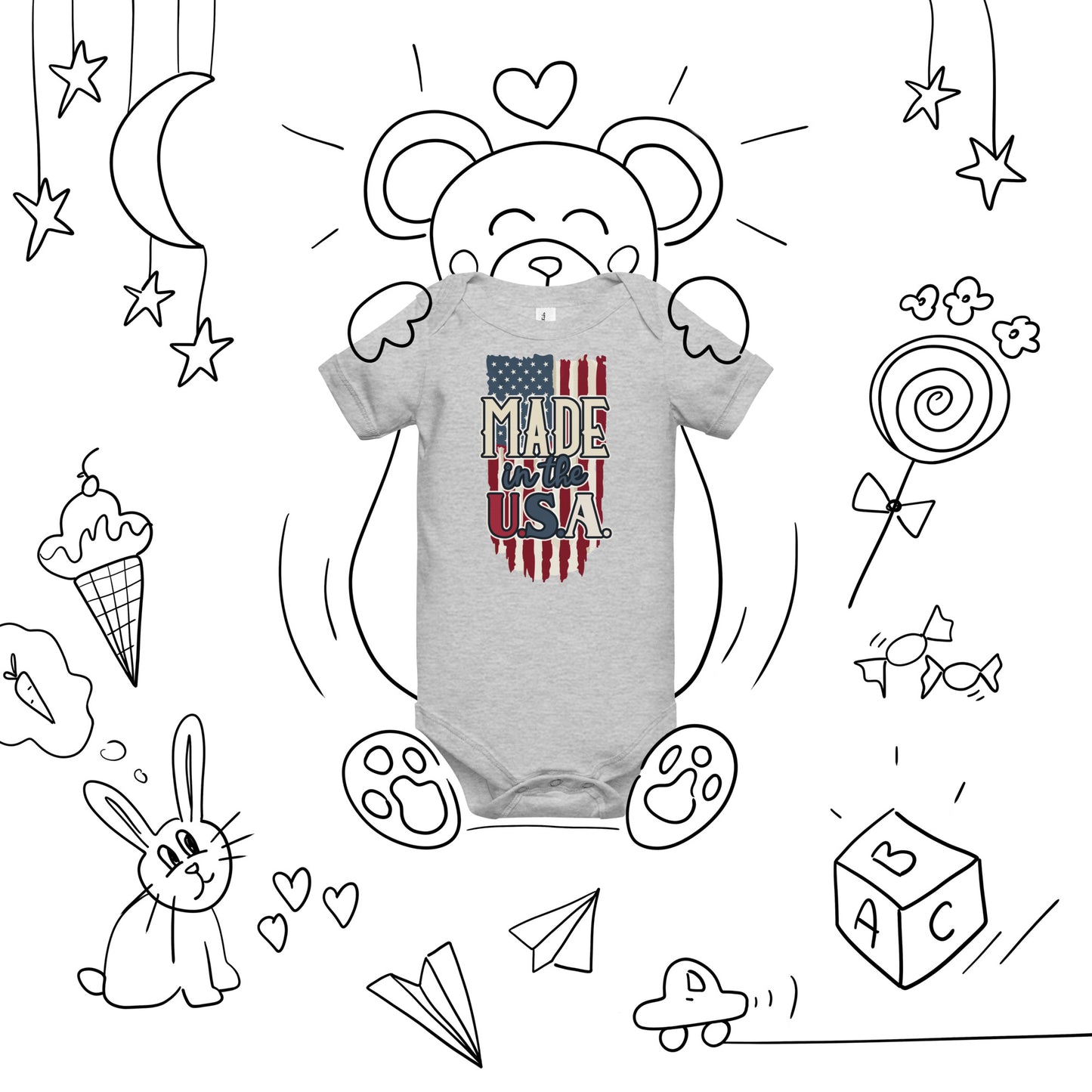 Patriotic Baby Onesie "Made in the USA" B300007