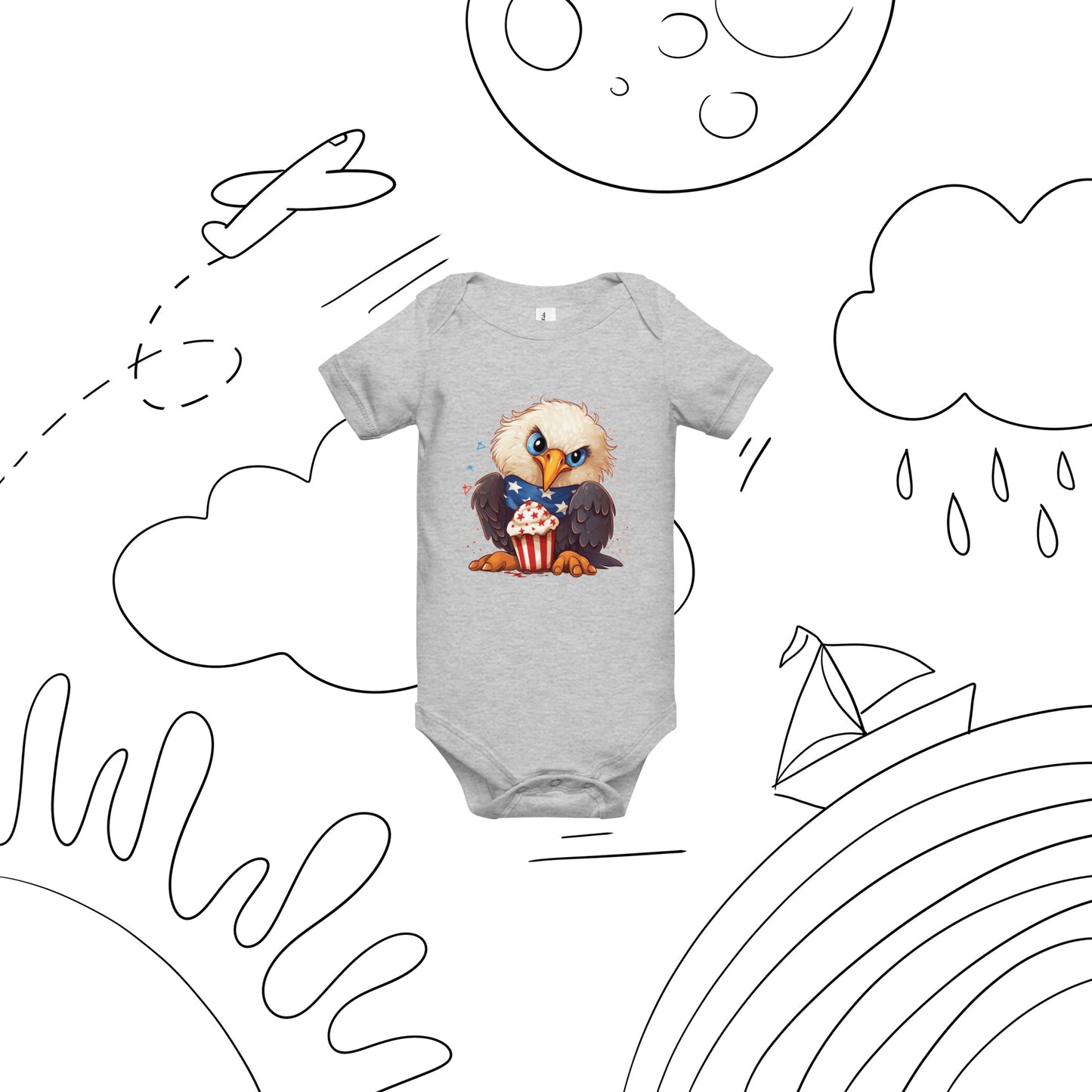 Patriotic Baby Onesie "Funny Eagle" B300012