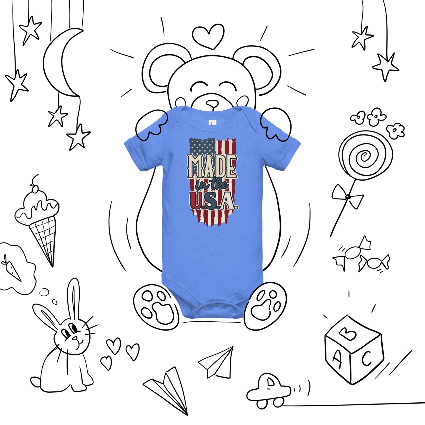 Patriotic Baby Onesie "Made in the USA" B300007