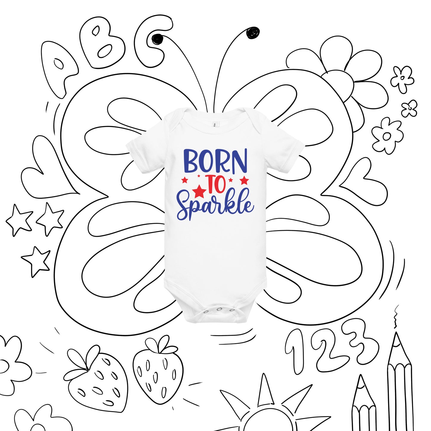 Patriotic Baby Onesie "Born to Sparkle" B300003