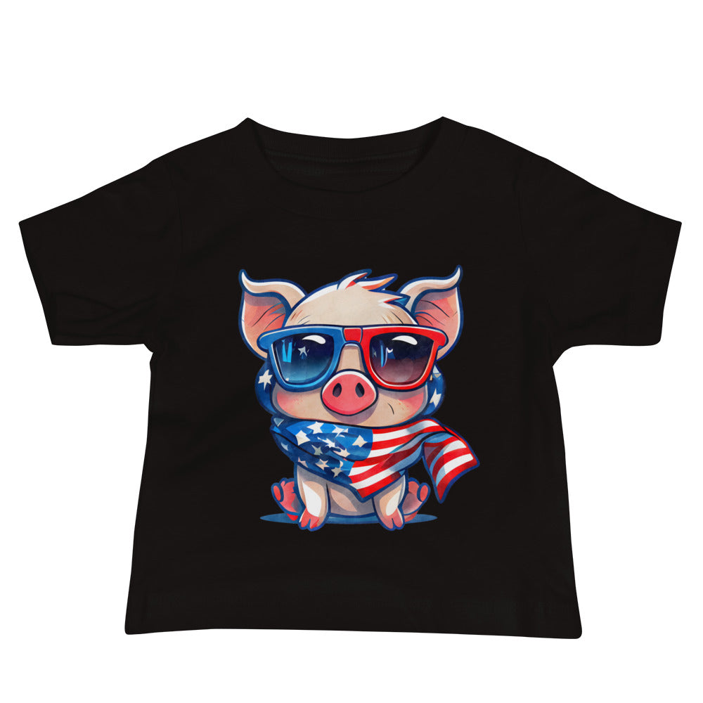 Patriotic Jersey T-Shirt for Baby's "Patriotic Piggy" T310002