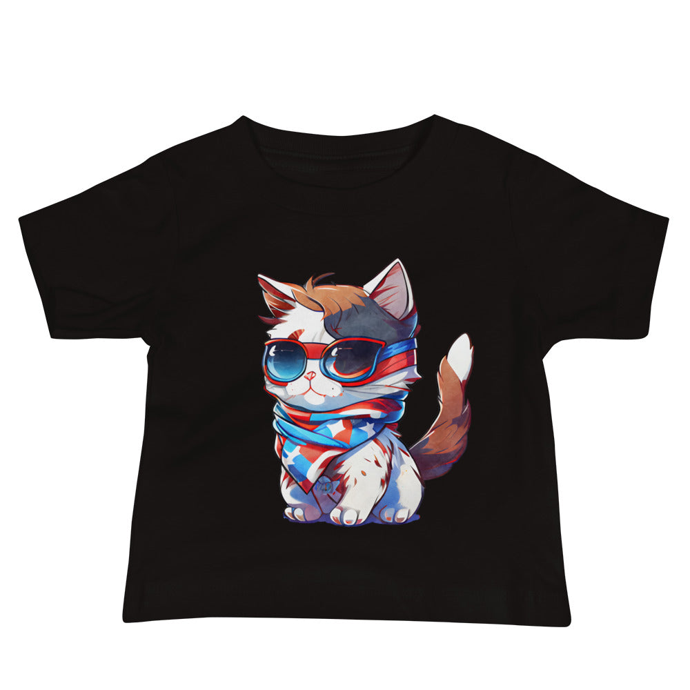 Patriotic Jersey T-Shirt for Baby's "Proud Cat" T310013