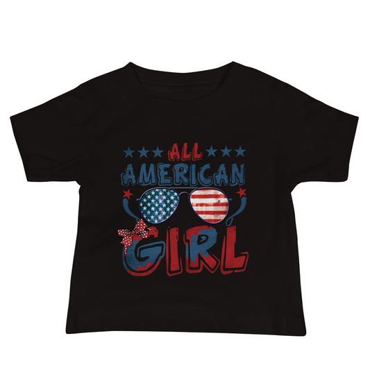 Patriotic Jersey T-Shirt for Baby's "All American Girl" T310019