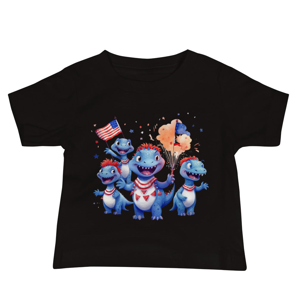 Patriotic Jersey T-Shirt for Baby's "T-Rex 4th of July Party" T310021