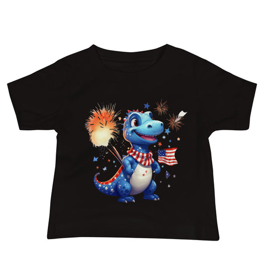 Patriotic Jersey T-Shirt for Baby's "Party T-Rex" T310022