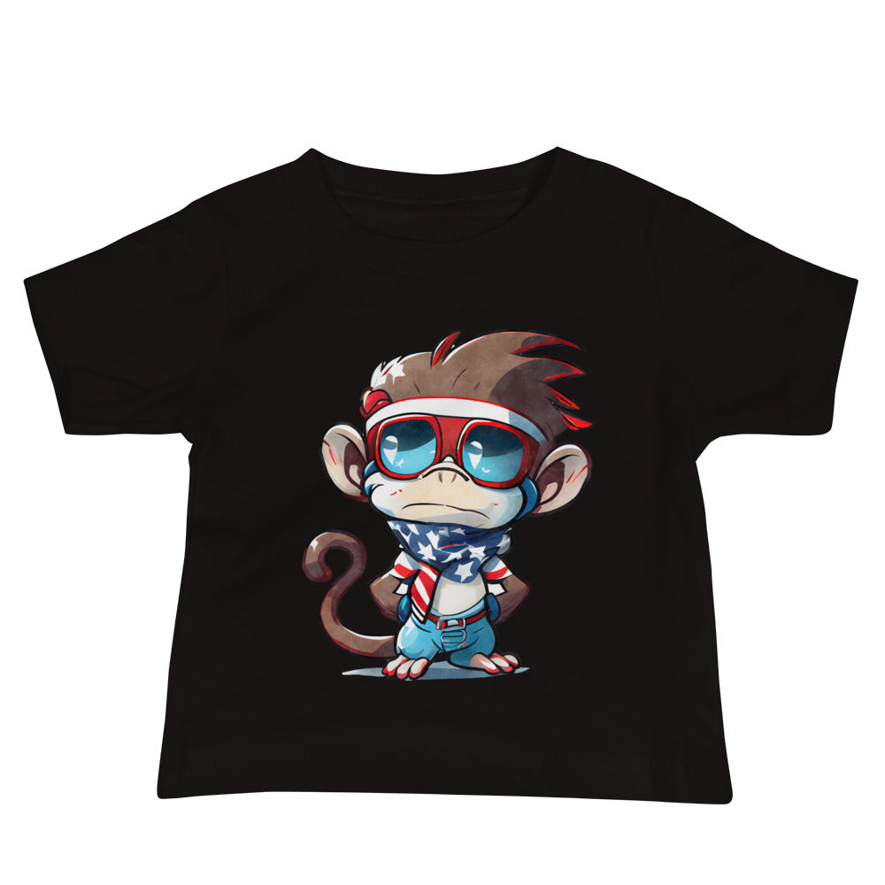 Patriotic Jersey T-Shirt for Baby's "Cute Patriotic Monkey" T310028