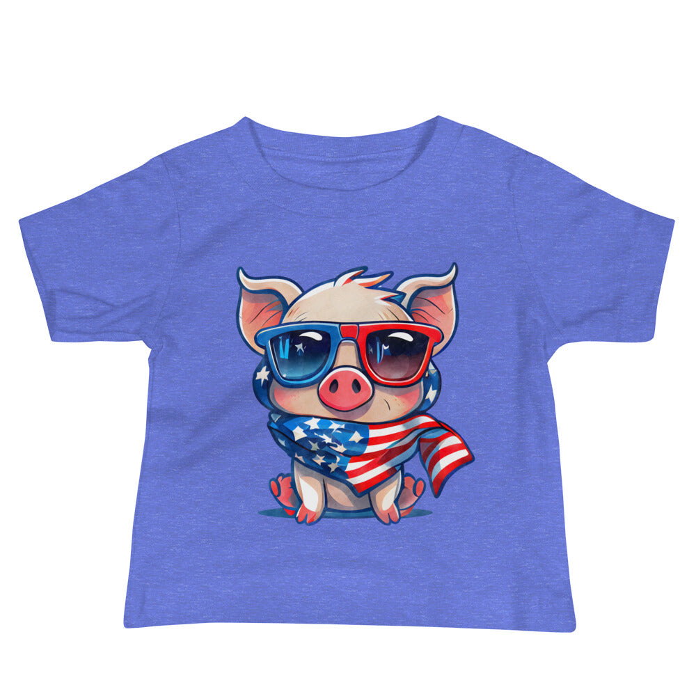 Patriotic Jersey T-Shirt for Baby's "Patriotic Piggy" T310002