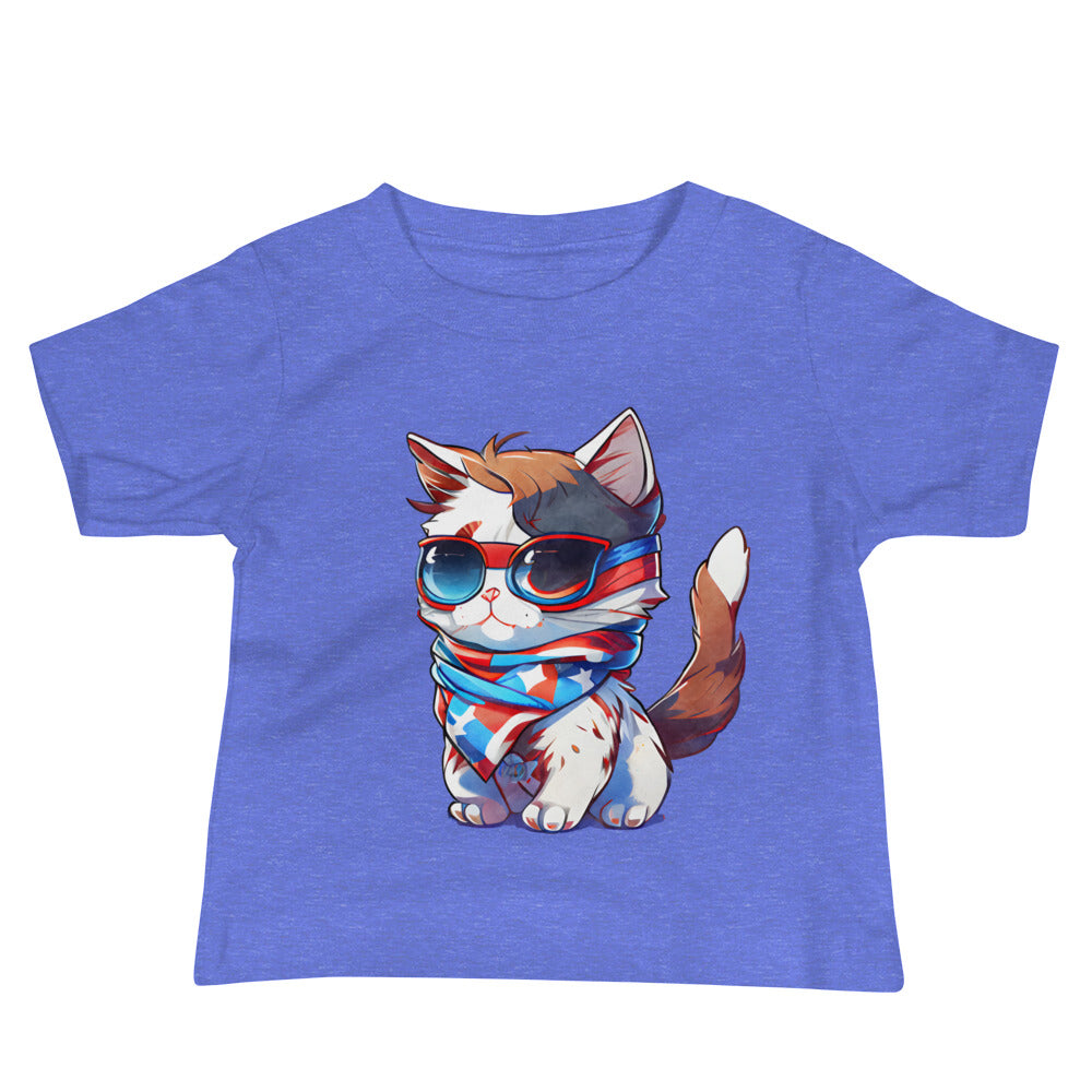 Patriotic Jersey T-Shirt for Baby's "Proud Cat" T310013