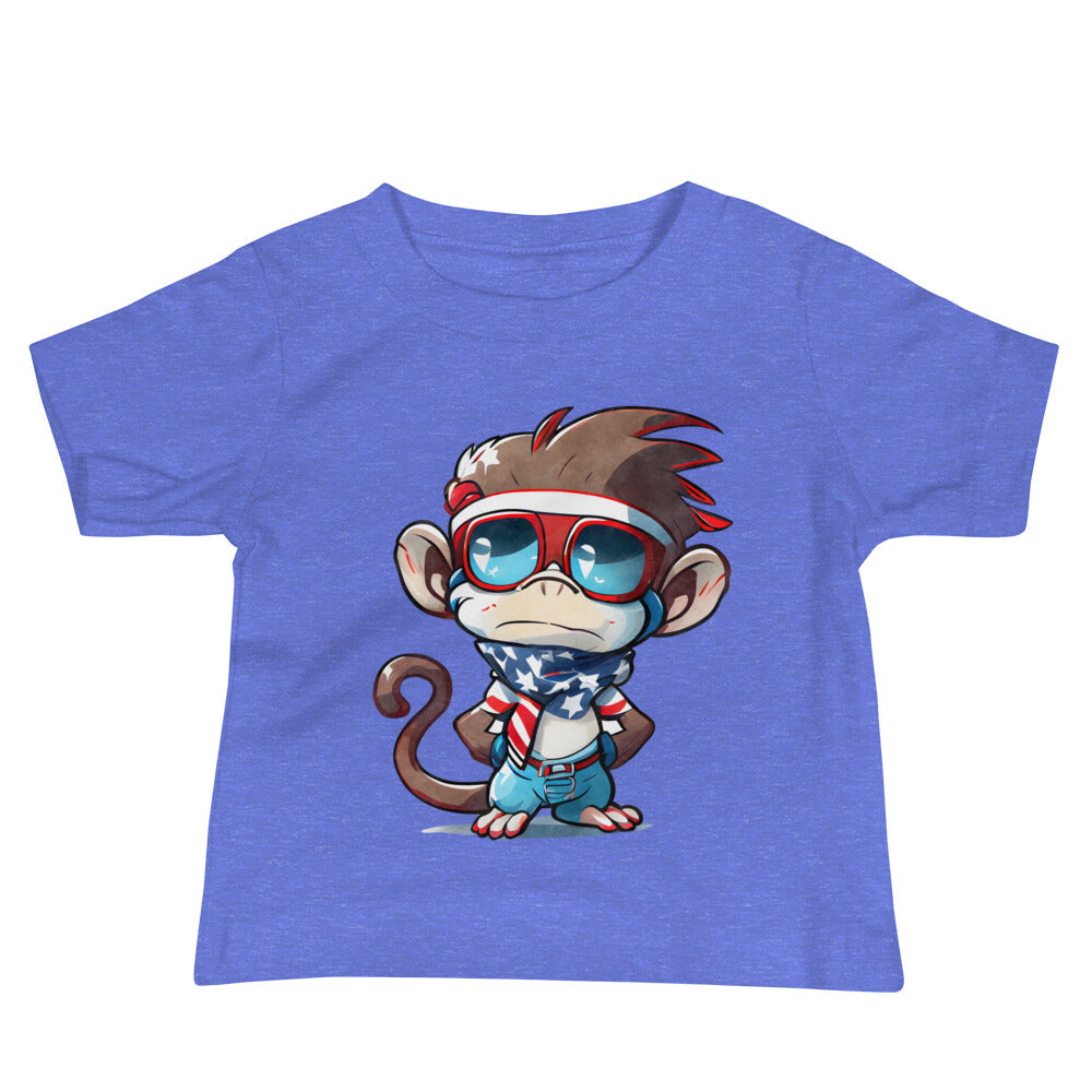 Patriotic Jersey T-Shirt for Baby's "Cute Patriotic Monkey" T310028