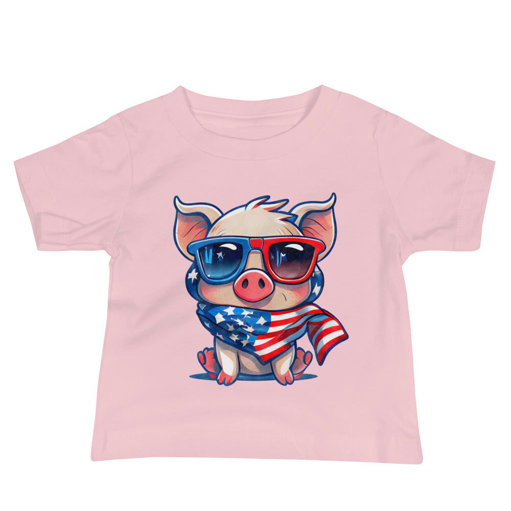 Patriotic Jersey T-Shirt for Baby's "Patriotic Piggy" T310002