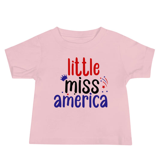 Patriotic Jersey T-Shirt for Baby's "little Miss America" T310004