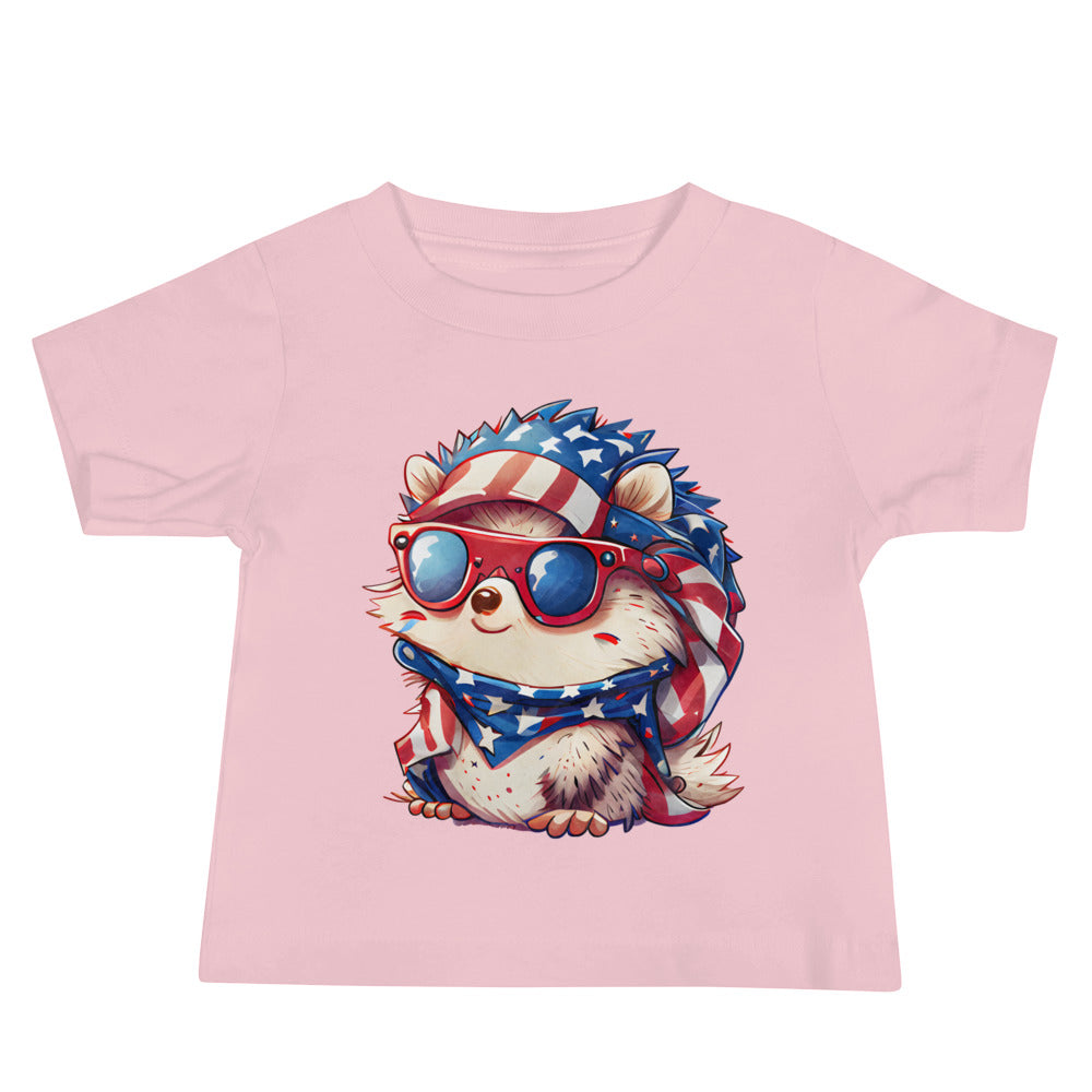 Patriotic Jersey T-Shirt for Baby's "Patriotic Hedgehog" T310007