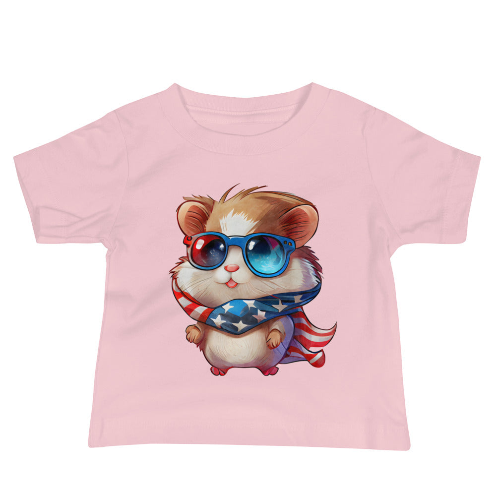 Patriotic Jersey T-Shirt for Baby's "Hamster Hero" T310010