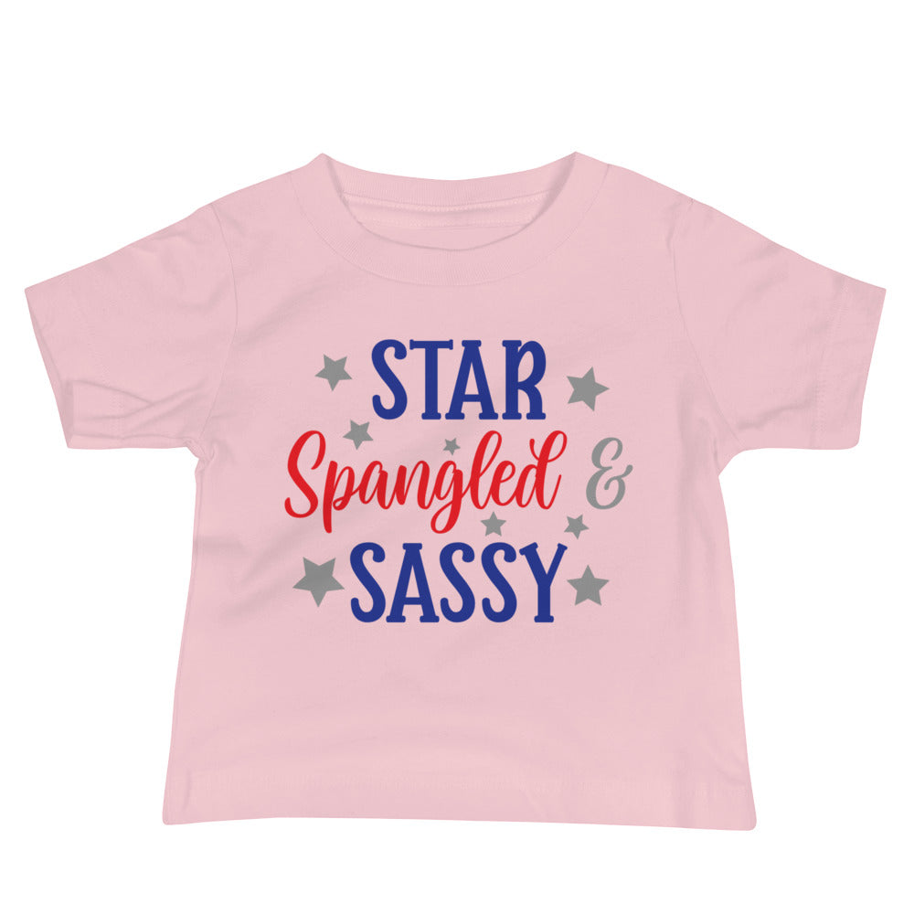 Patriotic Jersey T-Shirt for Baby's "Star Sprangled Sassy" T310012