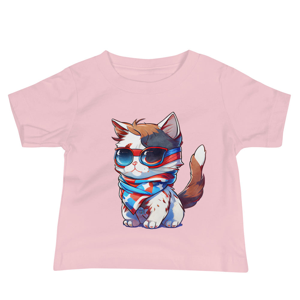 Patriotic Jersey T-Shirt for Baby's "Proud Cat" T310013