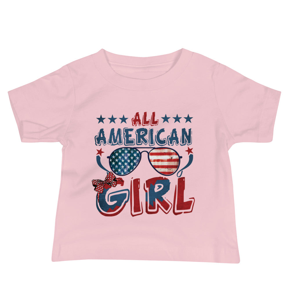 Patriotic Jersey T-Shirt for Baby's "All American Girl" T310019