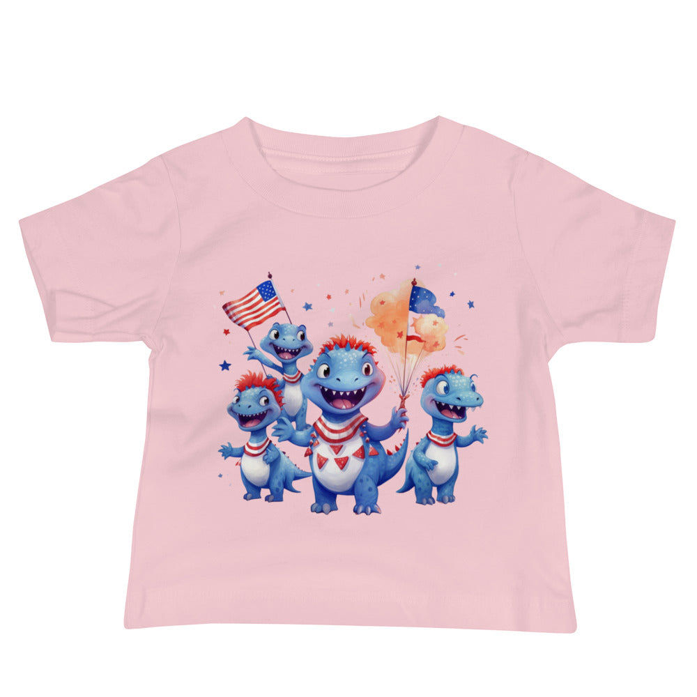 Patriotic Jersey T-Shirt for Baby's "T-Rex 4th of July Party" T310021