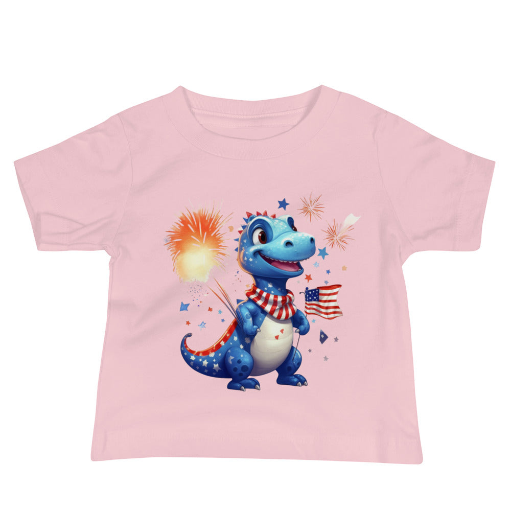 Patriotic Jersey T-Shirt for Baby's "Party T-Rex" T310022