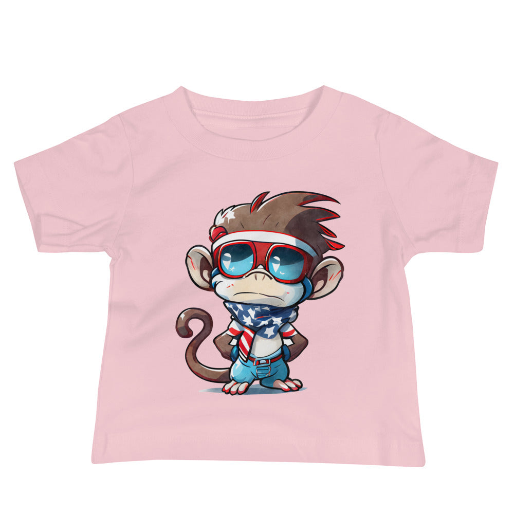 Patriotic Jersey T-Shirt for Baby's "Cute Patriotic Monkey" T310028