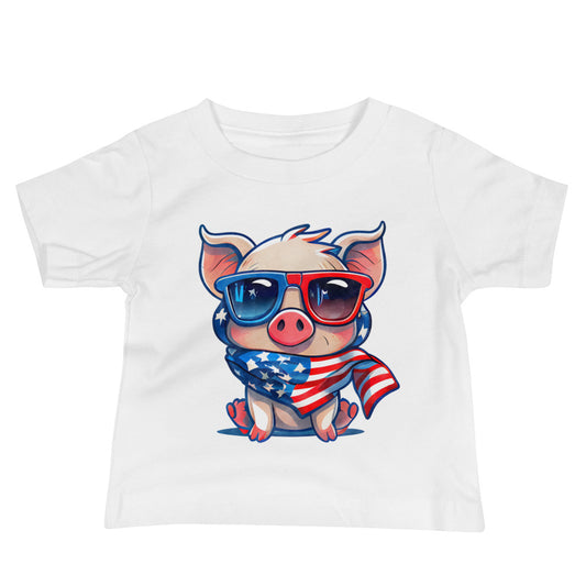 Patriotic Jersey T-Shirt for Baby's "Patriotic Piggy" T310002