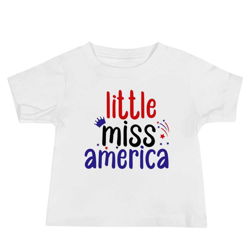 Patriotic Jersey T-Shirt for Baby's "little Miss America" T310004