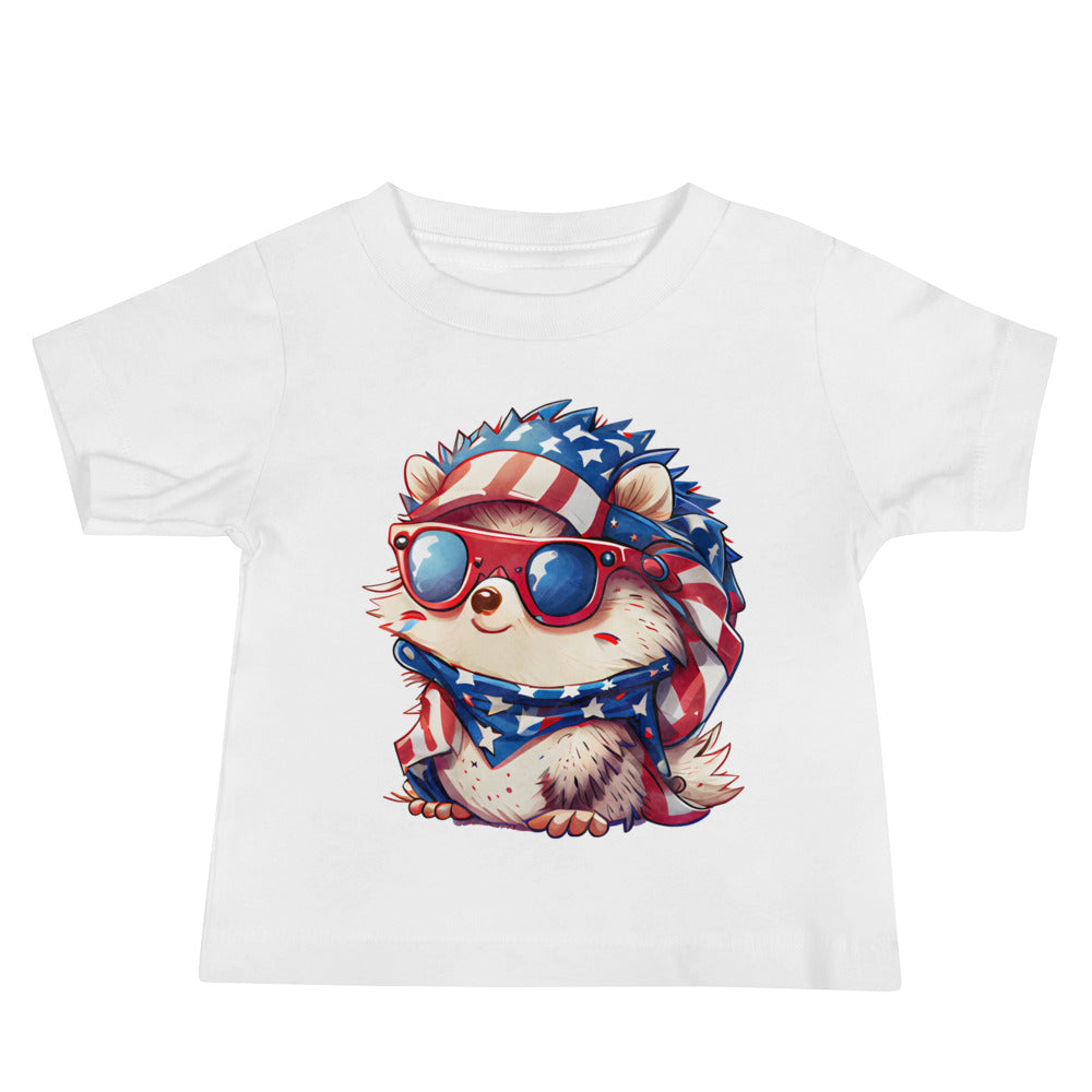 Patriotic Jersey T-Shirt for Baby's "Patriotic Hedgehog" T310007