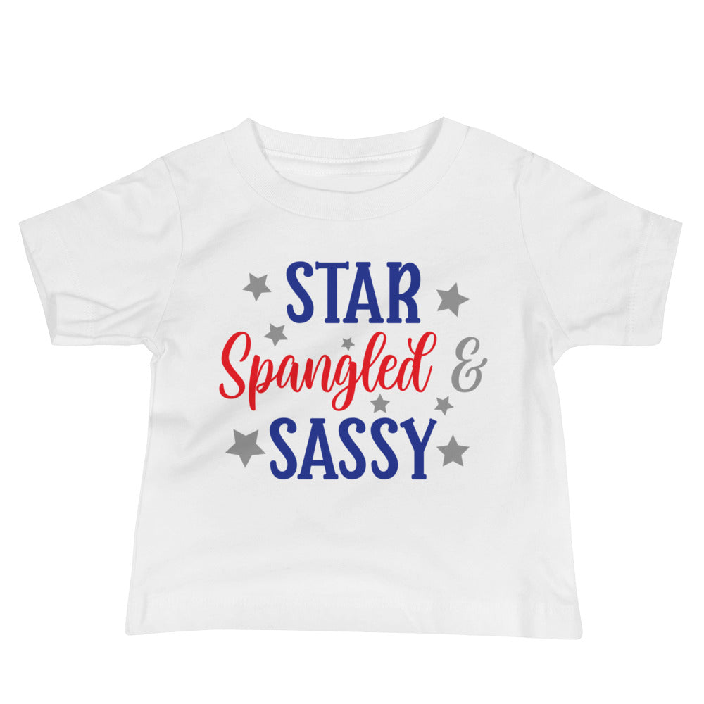 Patriotic Jersey T-Shirt for Baby's "Star Sprangled Sassy" T310012