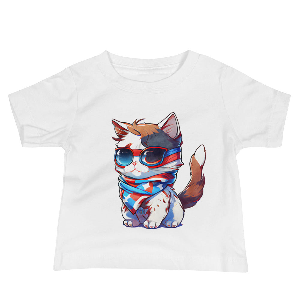 Patriotic Jersey T-Shirt for Baby's "Proud Cat" T310013