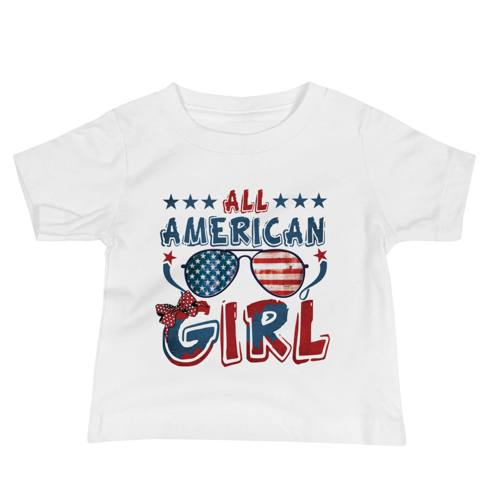 Patriotic Jersey T-Shirt for Baby's "All American Girl" T310019