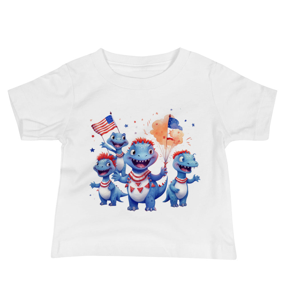 Patriotic Jersey T-Shirt for Baby's "T-Rex 4th of July Party" T310021