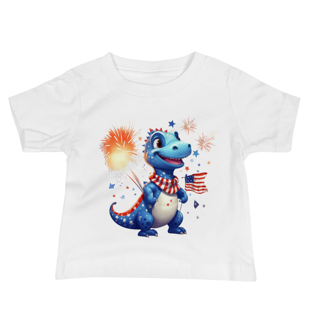 Patriotic Jersey T-Shirt for Baby's "Party T-Rex" T310022