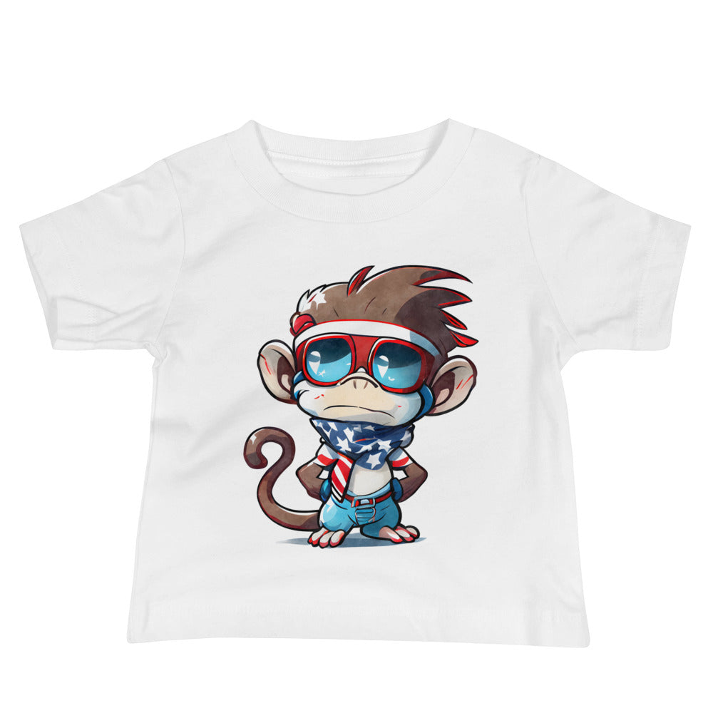 Patriotic Jersey T-Shirt for Baby's "Cute Patriotic Monkey" T310028