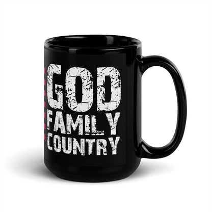 Ceramic Mug Black "God Family Country"