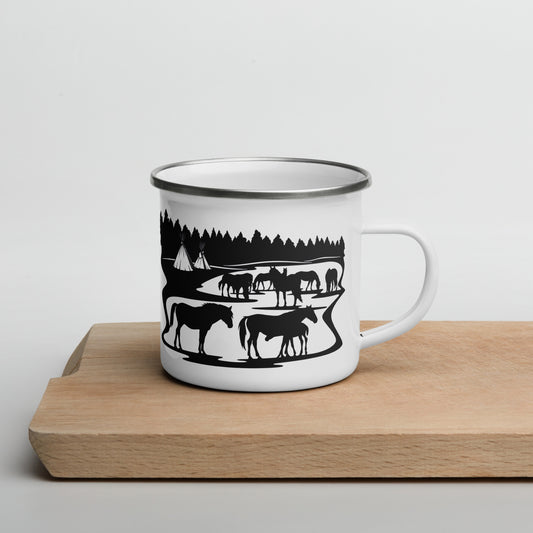 Enamel Mug "Native's & Horses"