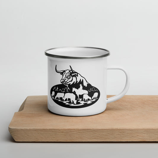 Enamel Mug "Cowboy and Cattle"