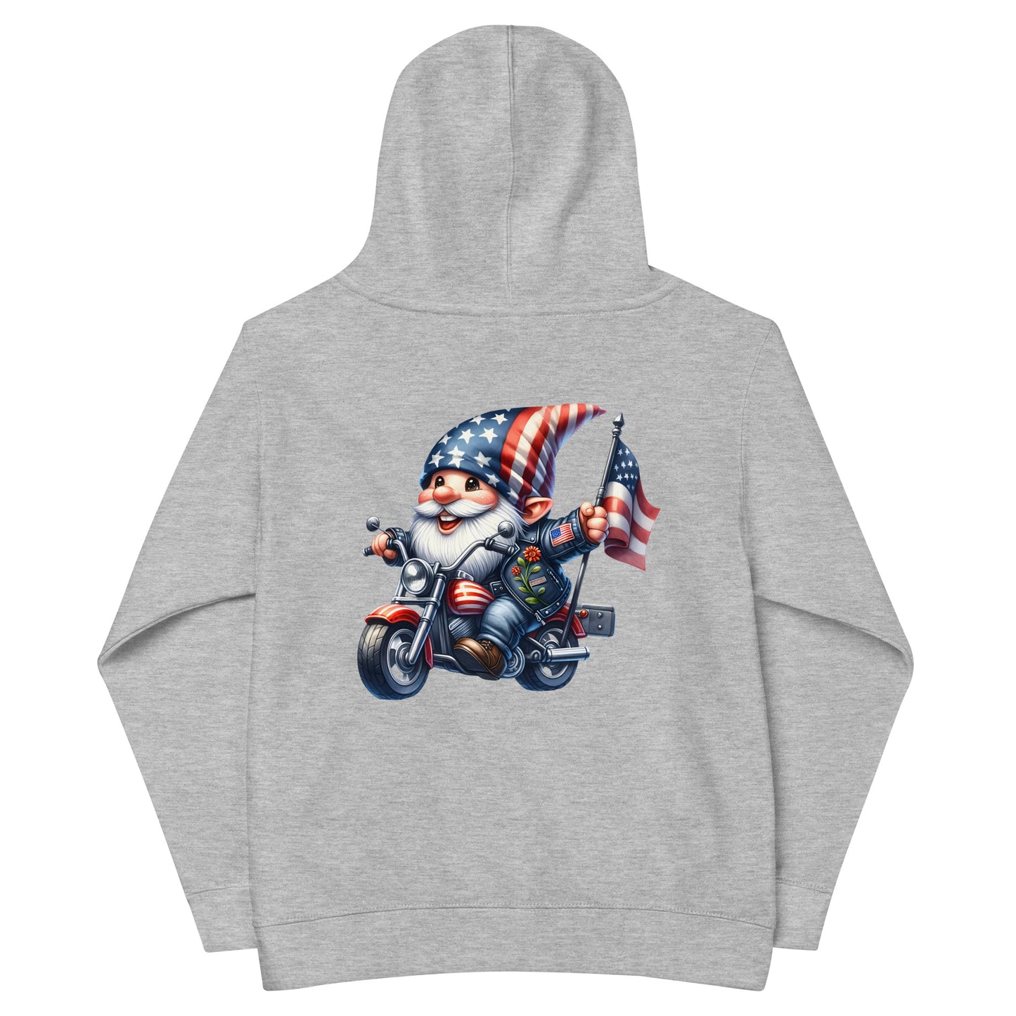 Patriotic Kids Hoodie "American Gnome Biker" H300025