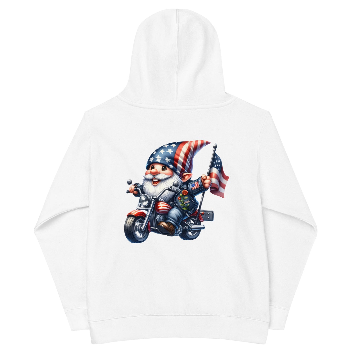 Patriotic Kids Hoodie "American Gnome Biker" H300025