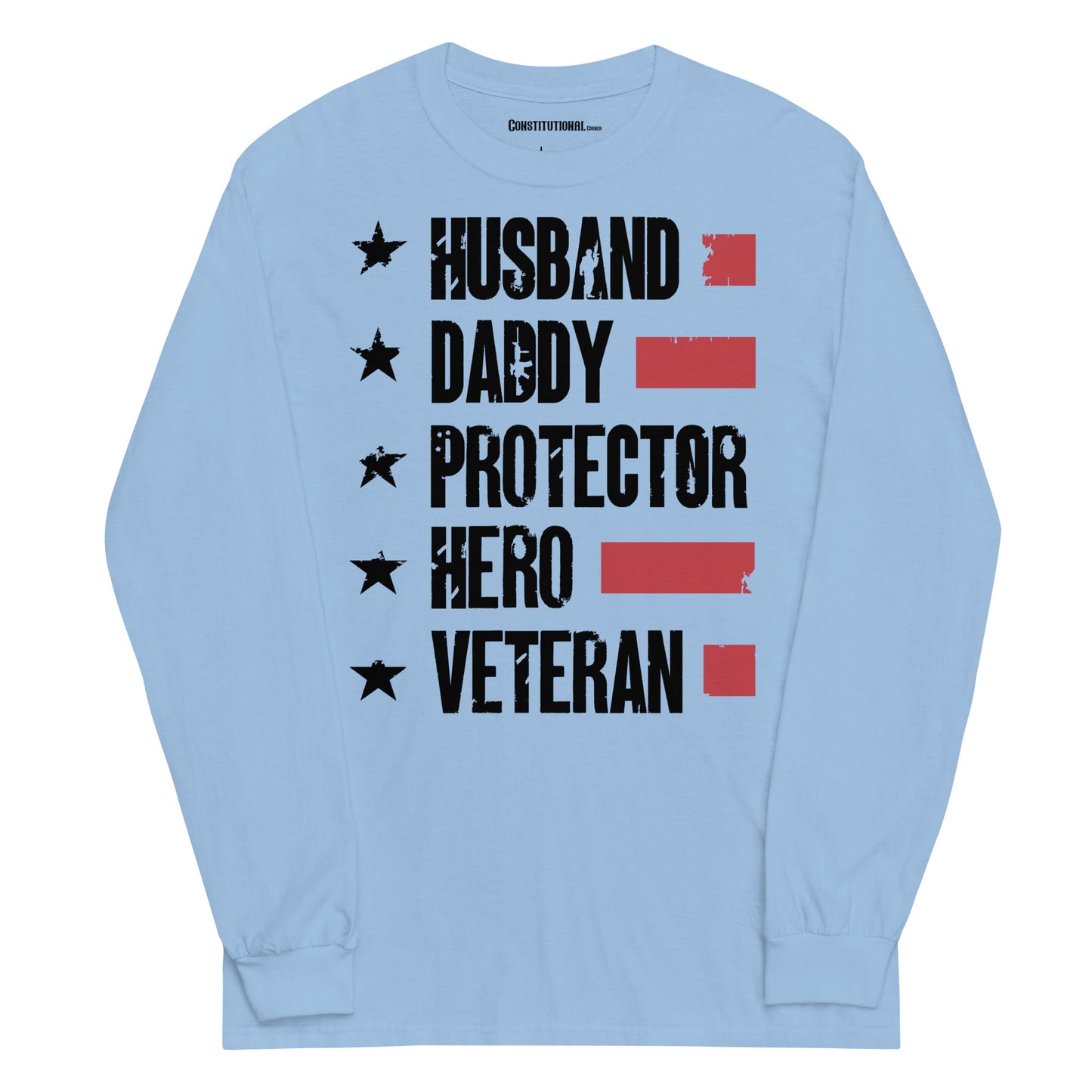 Men Long-Sleeved Shirt "Husband Daddy Protector Hero Veteran"