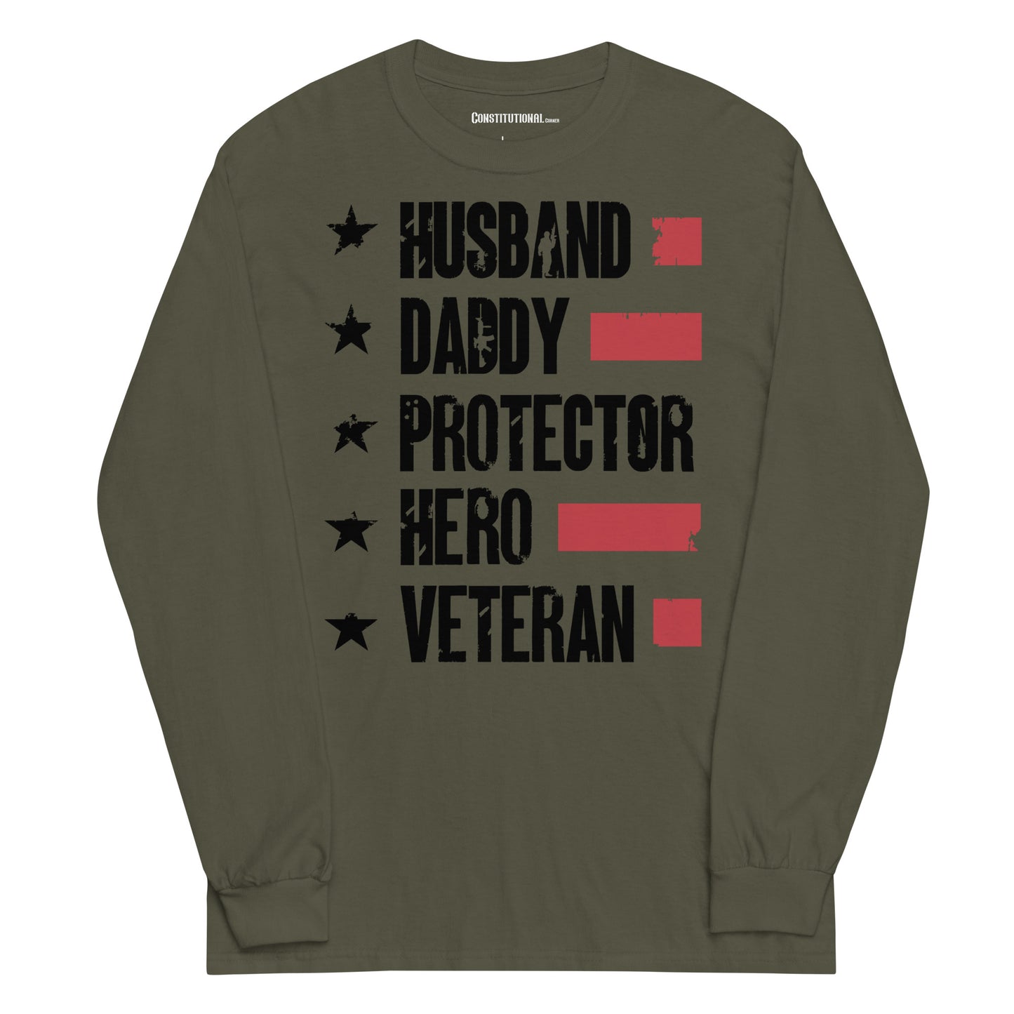 Men Long-Sleeved Shirt "Husband Daddy Protector Hero Veteran"