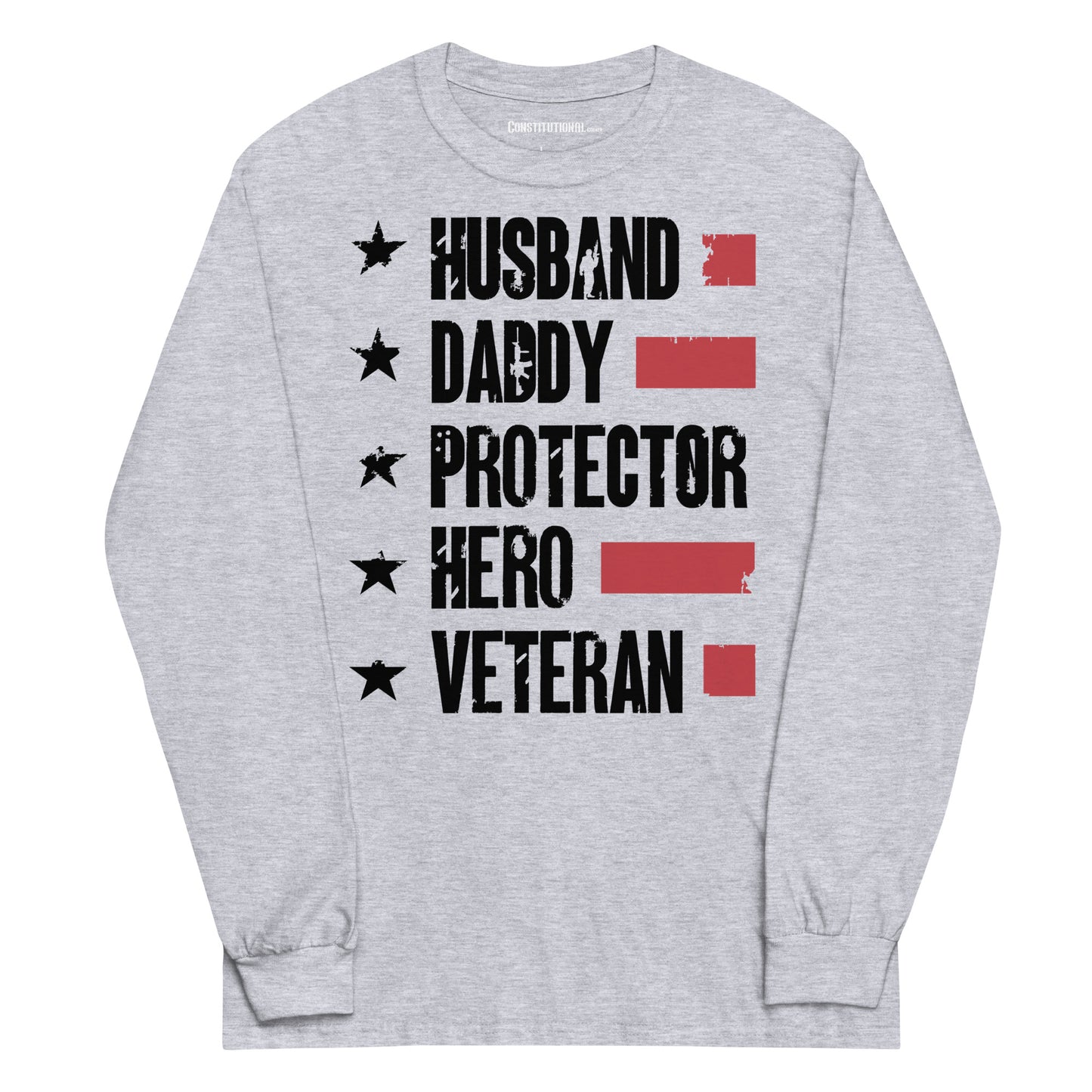 Men Long-Sleeved Shirt "Husband Daddy Protector Hero Veteran"