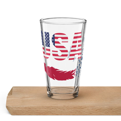 Shaker Pint Glass "USA Feather"