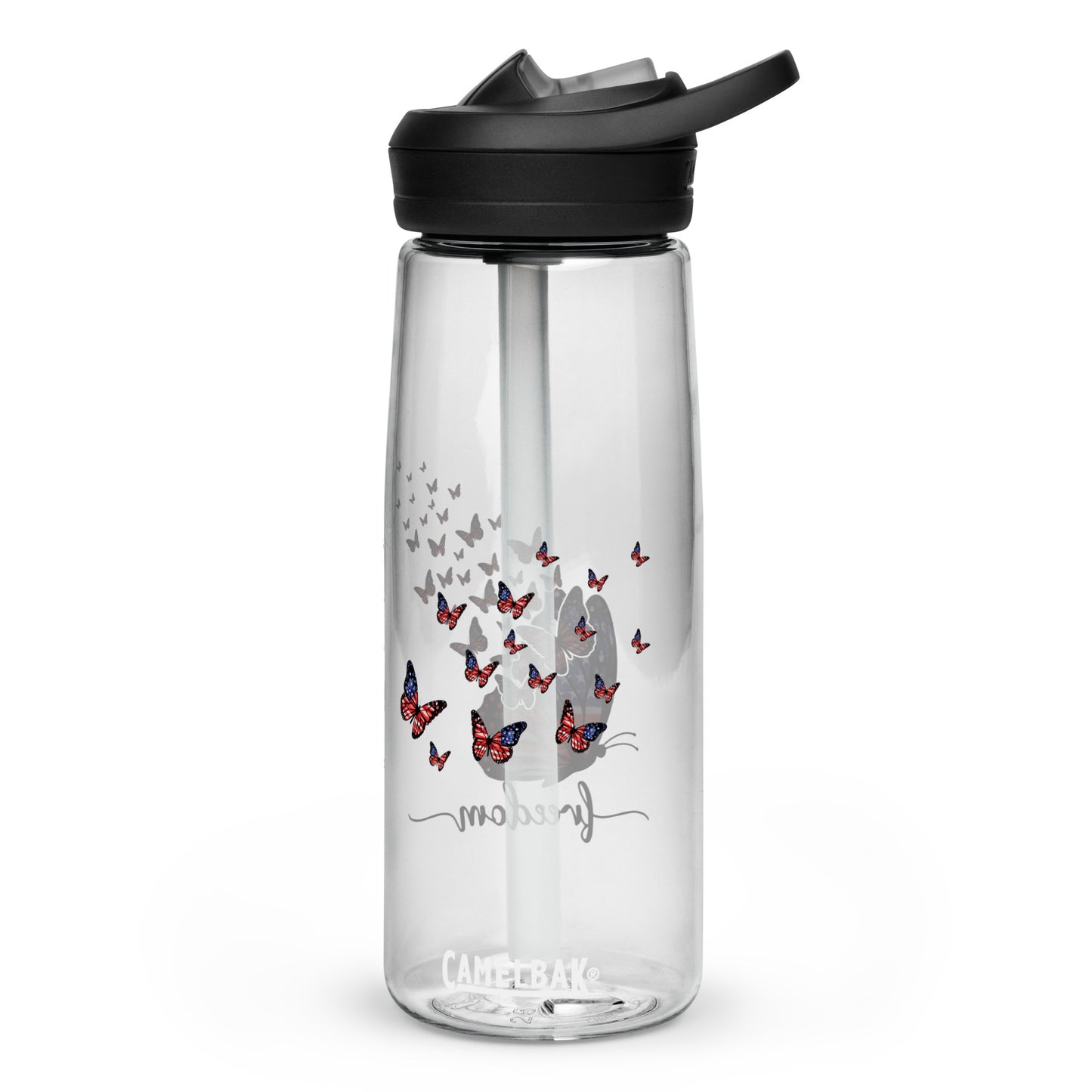 BPA-free Sports Water Bottle "let Freedom fly Butterfly"